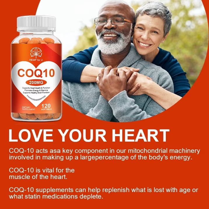 CoQ10 Vegetarian Softgels 200mg, Promotes Cardiovascular & High Absorption, 120 Capsules