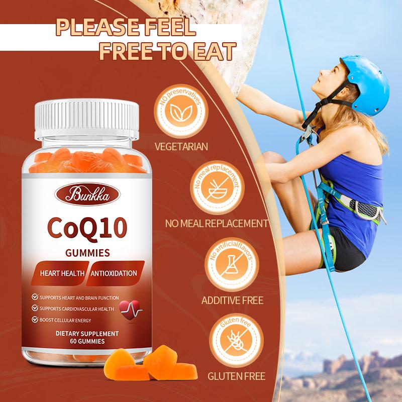 BUNKKA CoQ10 Gummies 500mg For Joint Health Support Cardiovascular and Heart Health Energy Production Antioxidant Coenzyme Q10