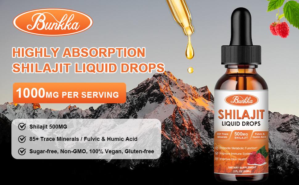 Bunkka Organic Shilajit Liquid Drops Sugar-Free & Vegan Supplement
