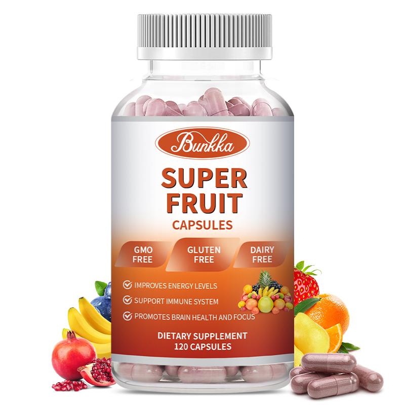 Organic Fruits Supplement with 23 Fruits Rich in Antioxidants Potent Fruits Capsules for Energy Boost