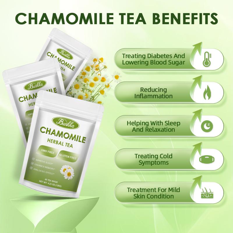 BUNKKA Organic Chamomile Tea Support Improve Sleep Quality Soothe the Nerves Promote Digestive Health Heart Health Beauty Tea