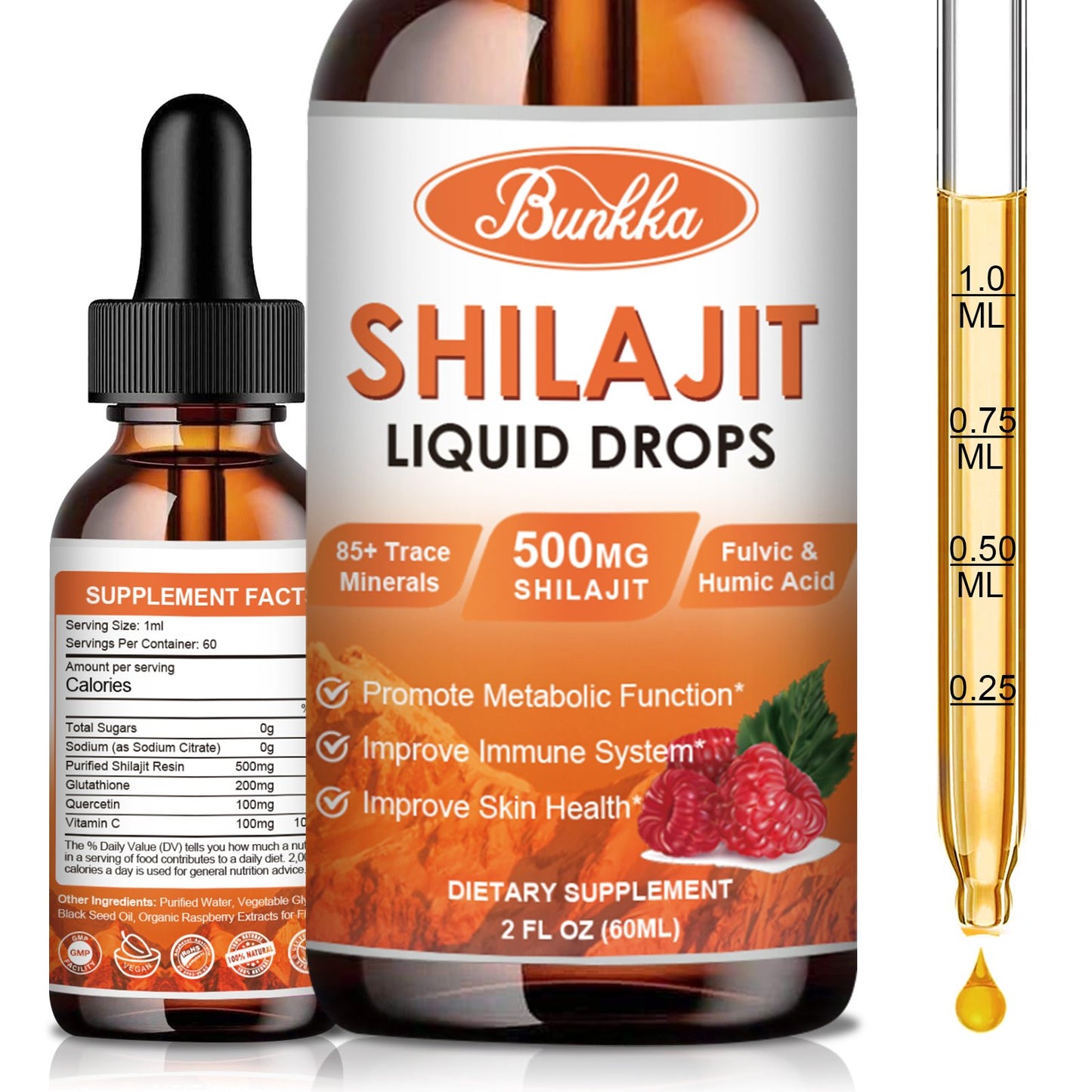 Bunkka Organic Shilajit Liquid Drops Sugar-Free & Vegan Supplement