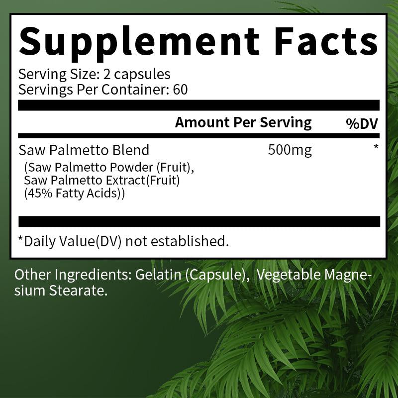 Bunkka Saw Palmetto Capsules Fatigue Relief Sleep Quality Urinary and Prostate Health Skin Beauty Hair Repair Hormone Balance