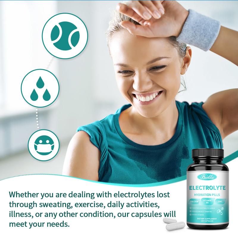 Bunkka Complex Electrolyte Capsules with Vitamins and Minerals Sports&muscle Support Capsules Endurance Enhancement for Gym