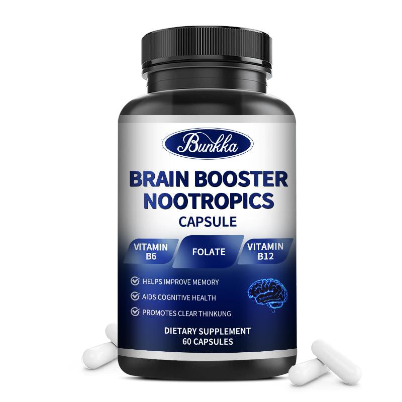 Bunkka Brain Booster Nootropics Capsules with Vitamin B6 Phosphatidylserine Brain Memory Cognitive Health Strengthen Focus