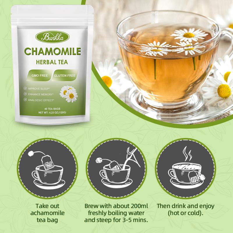 BUNKKA Organic Chamomile Tea Support Improve Sleep Quality Soothe the Nerves Promote Digestive Health Heart Health Beauty Tea