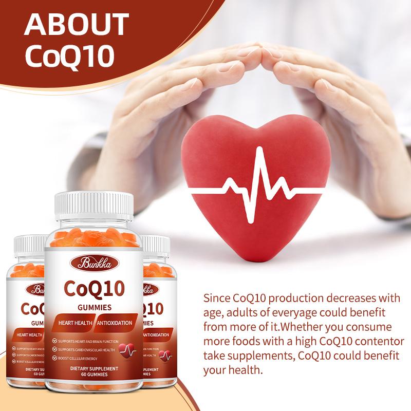 BUNKKA CoQ10 Gummies 500mg For Joint Health Support Cardiovascular and Heart Health Energy Production Antioxidant Coenzyme Q10