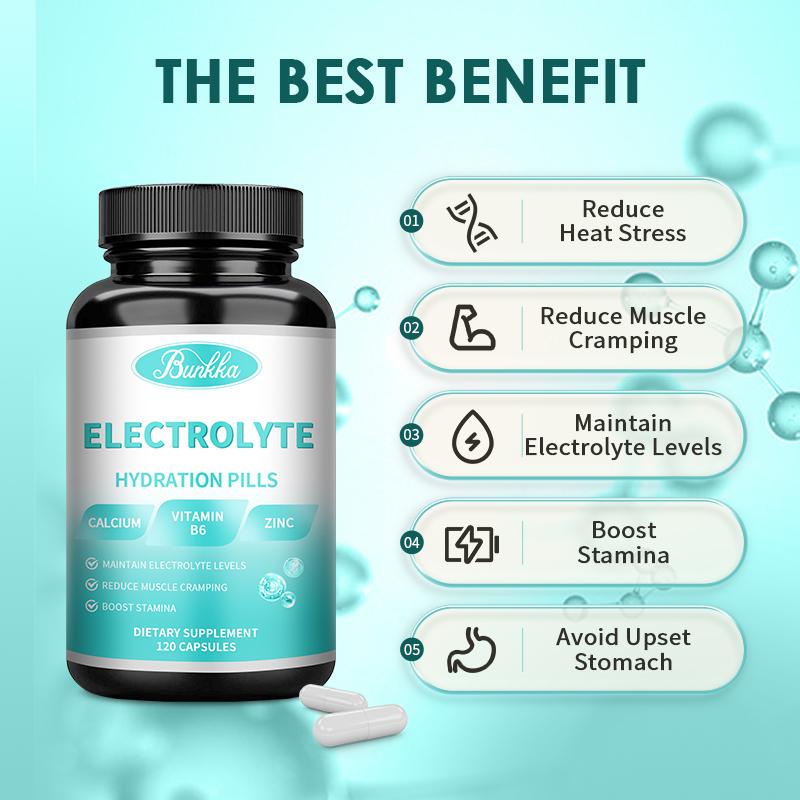 Bunkka Complex Electrolyte Capsules with Vitamins and Minerals Sports&muscle Support Capsules Endurance Enhancement for Gym