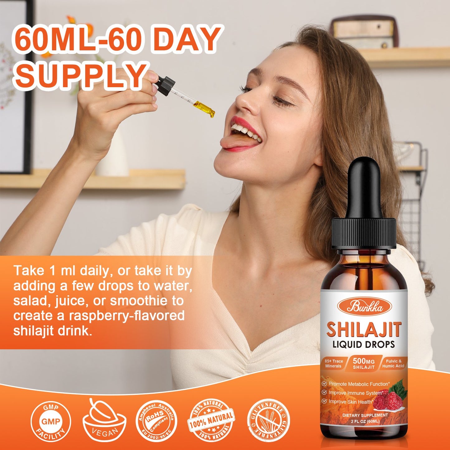 Bunkka Organic Shilajit Liquid Drops Sugar-Free & Vegan Supplement