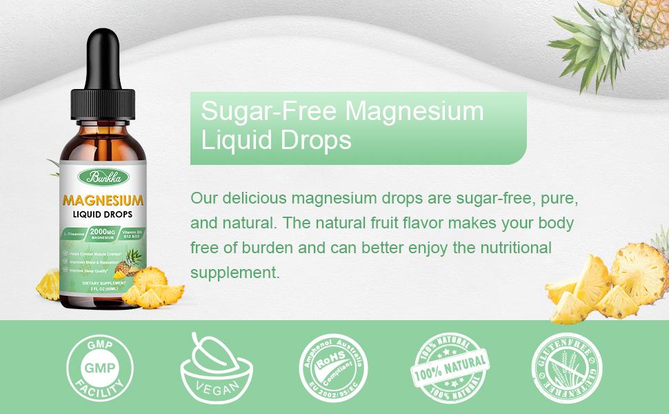 Magnesium Glycinate Supplement, Magnesium Liquid Drops with 500mg Magnesium Glycinate, Magnesium Citrate, VitaminD,B - 30 Day Supply