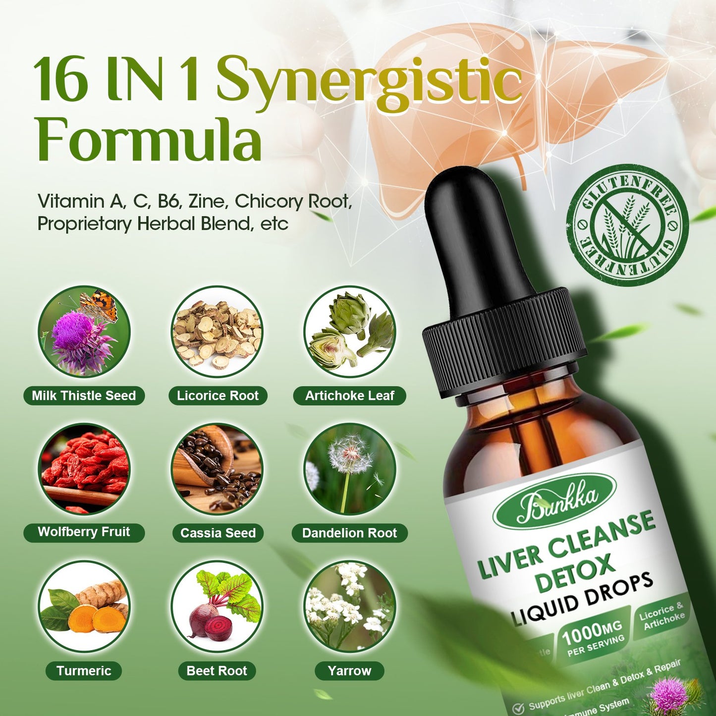 4Fl Oz Liver Cleanse Detox & Repair Liquid Drops, Milk Thistle Liver Detox Drops with Dandelion, Licorice, & More, Liver Health Support Tincture 120 Days Supplement