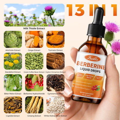 Berberine HCI with Ceylon Cinnamon - Berberine HCI Supplement Liquid Drops - Healthy Immune Function, Anti-oxidant,Gastrointestinal & Overall Wellness - 4FL oz by BK