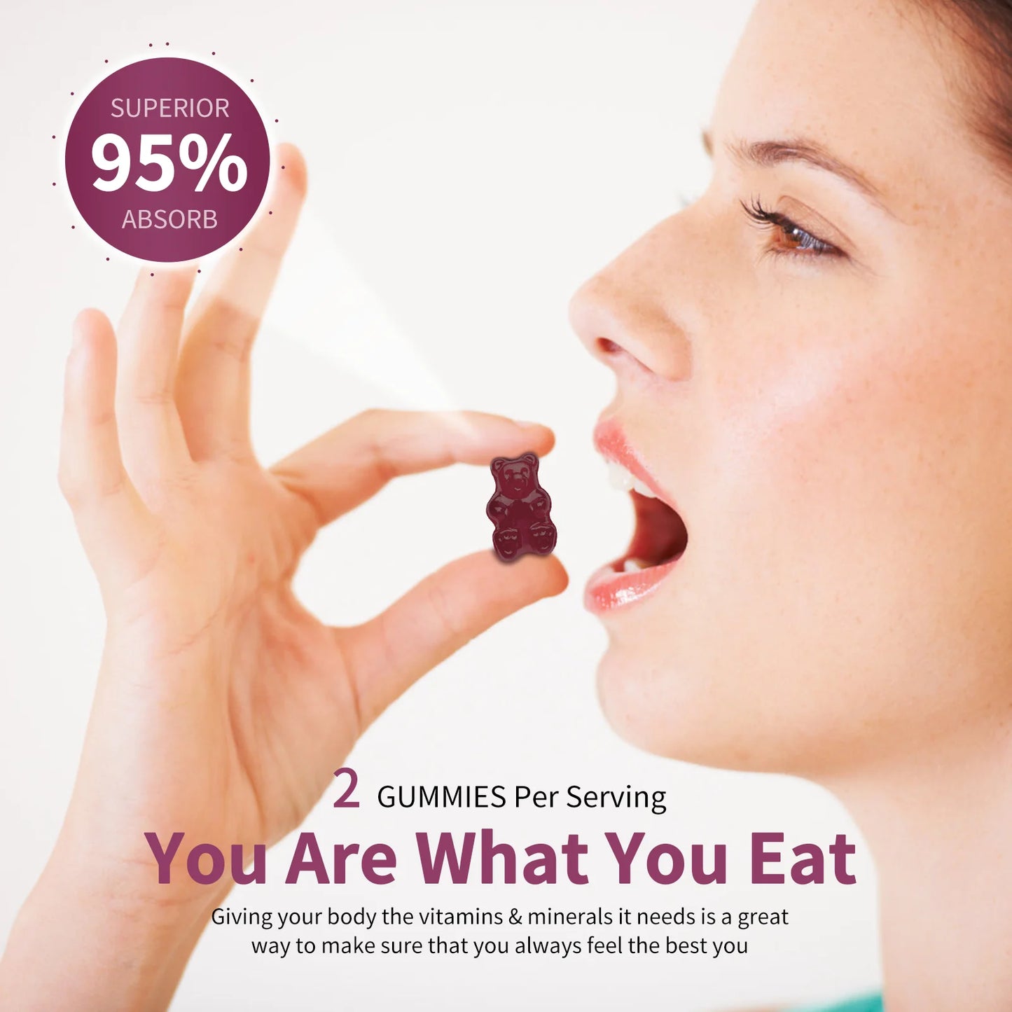 (2 Pack)Calcium Magnesium Zinc Gummies, for Bone, Muscles, Calm Mood,Immune & Sleep Support,60 Count