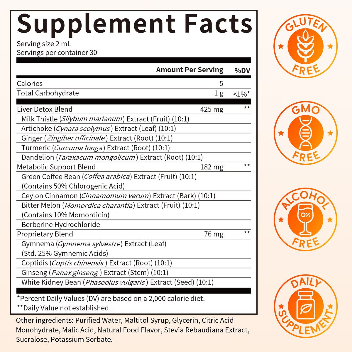 Berberine Liquid Drops with Ceylon Cinnamon, Bitter Melon, Ginger,Turmeric -Berberine Supplement - Pineapple Flavor - 2 FL OZ