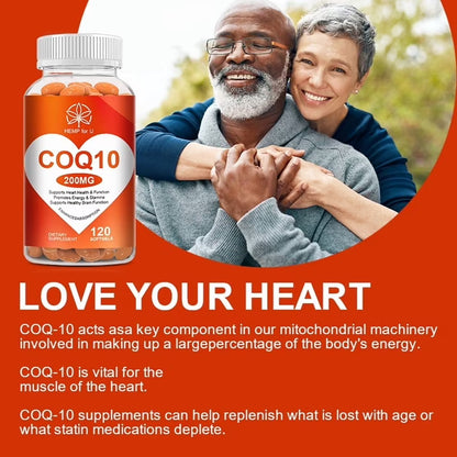 CoQ10 Vegetarian Softgels 200mg, Promotes Cardiovascular & High Absorption, 120 Capsules