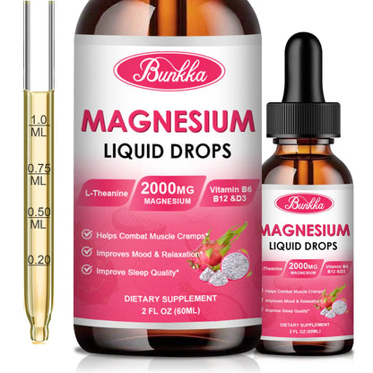 Magnesium Glycinate 500mg Supplement, Magnesium Glycinate Liquid Drops with Magnesium Malate, Taurate, Citrate & Calcium Zinc, Magnesium Complex Supplement -Dragon Fruit Flavor