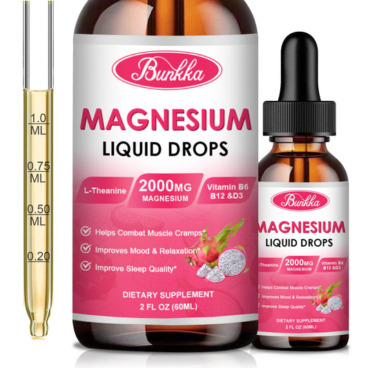 Magnesium Glycinate 500mg Supplement, Magnesium Glycinate Liquid Drops with Magnesium Malate, Taurate, Citrate & Calcium Zinc, Magnesium Complex Supplement -Dragon Fruit Flavor