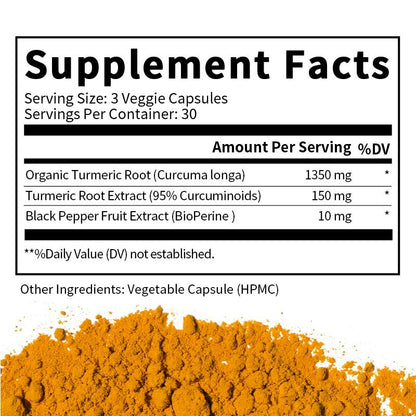 Bunkka Turmeric Curcumin Capsules Ultra High Absorption Heart Immune Support Joint Brain Health Muscle Stamina Energy Booster