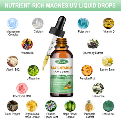 Magnesium Glycinate Supplement, Magnesium Liquid Drops with 500mg Magnesium Glycinate, Magnesium Citrate, VitaminD,B - 30 Day Supply