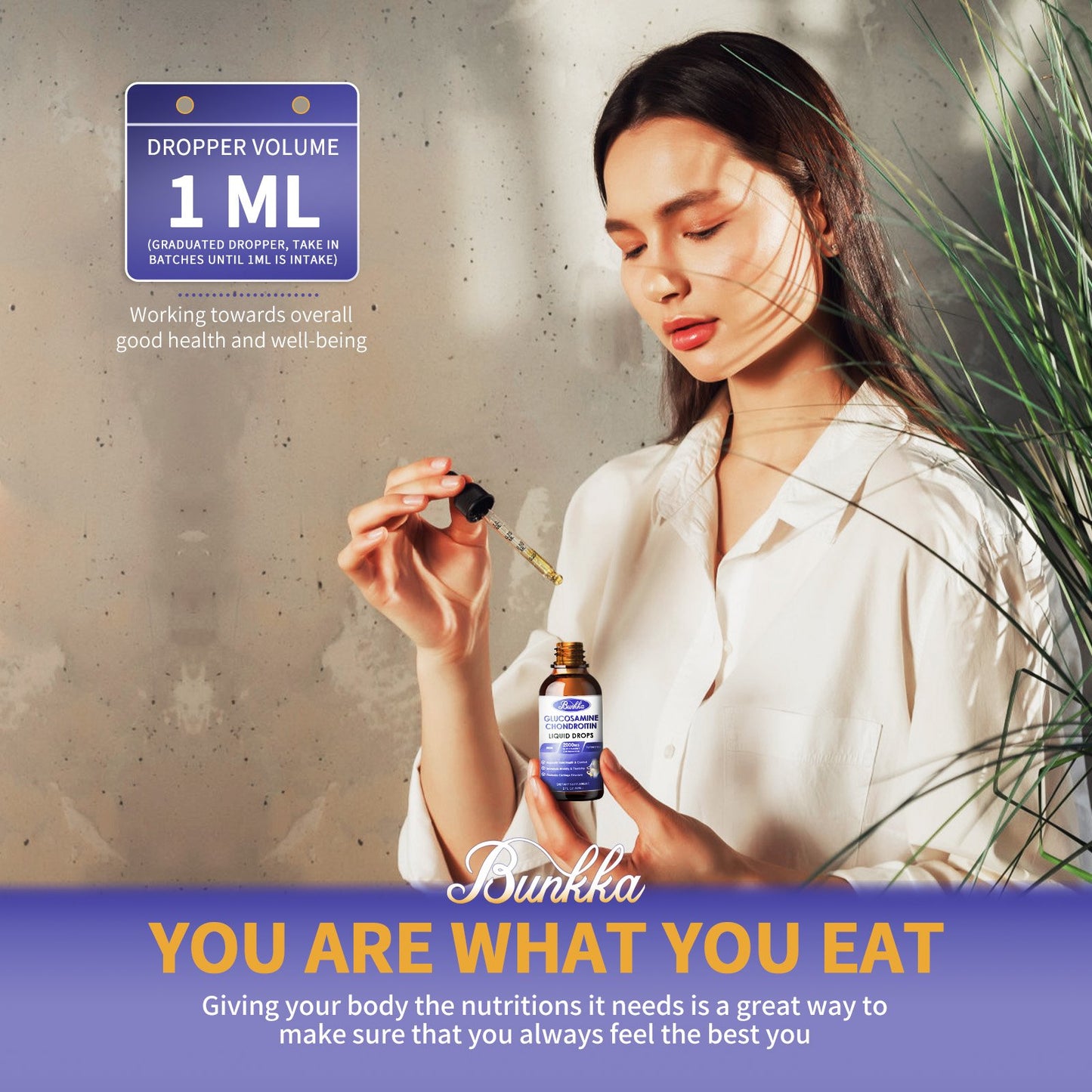 Bunkka Glucosamine Chondroitin MSM Liquid Drops Support Supplement Supports Healthy Joints