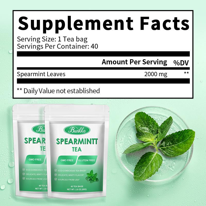 Bunkka Spearmint Tea Naturally Caffeine Free Aromatic Light and Minty Support to Improve in Digestion and Bloating Hormonal balance Tea Bag