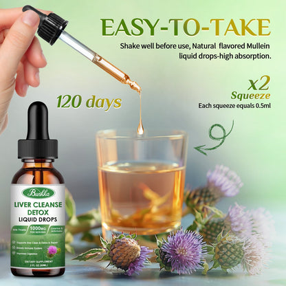4Fl Oz Liver Cleanse Detox & Repair Liquid Drops, Milk Thistle Liver Detox Drops with Dandelion, Licorice, & More, Liver Health Support Tincture 120 Days Supplement