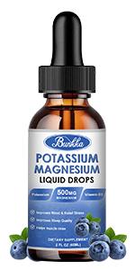 Potassium Magnesium Liquid Drops Supplement  Vitamin D3, Zinc, Sugar Free & Vegan for Leg Cramps