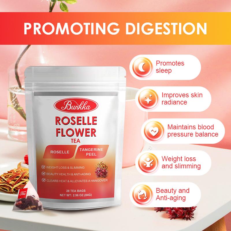 BUNKKA 100% Natural Organic Roselle Tangerine Peel Flowers Tea Anti-oxidation Promote Digestion Metabolism Weight Management Products
