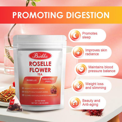 BUNKKA 100% Natural Organic Roselle Tangerine Peel Flowers Tea Anti-oxidation Promote Digestion Metabolism Weight Management Products