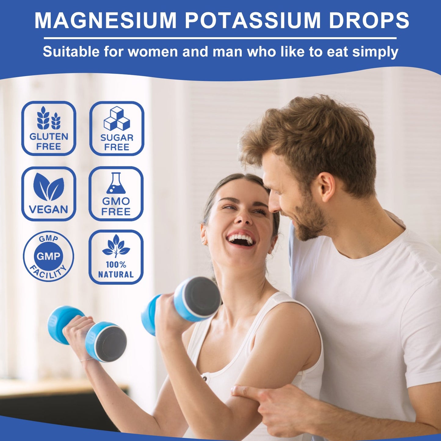 Potassium Magnesium Liquid Drops Supplement  Vitamin D3, Zinc, Sugar Free & Vegan for Leg Cramps
