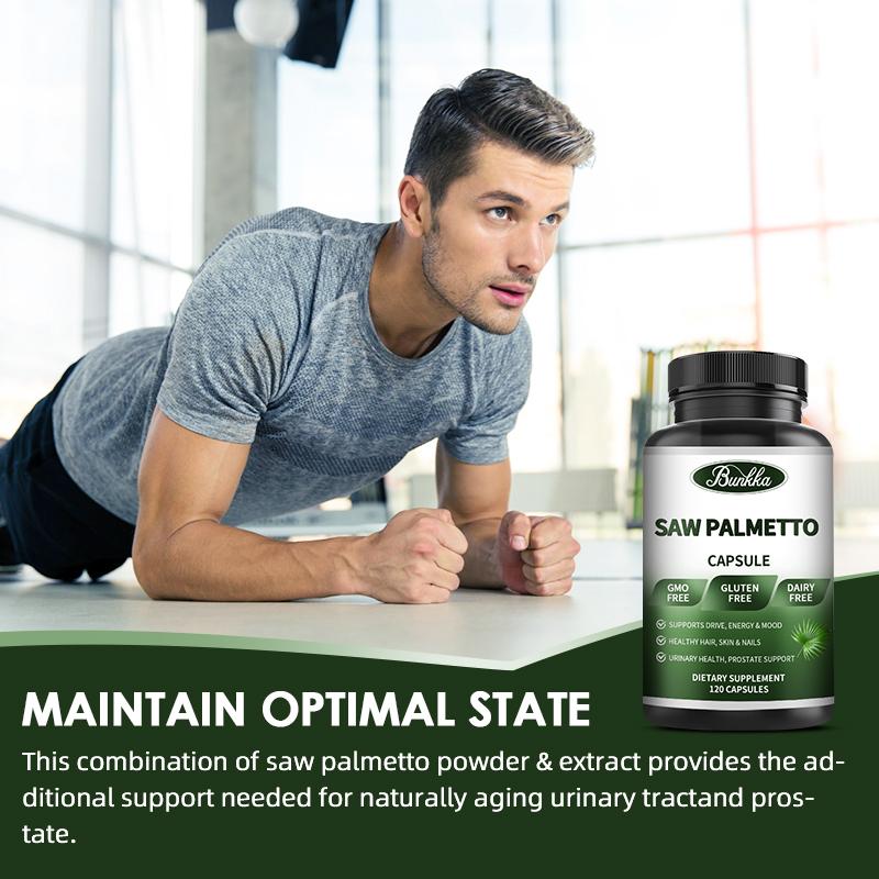 Bunkka Saw Palmetto Capsules Fatigue Relief Sleep Quality Urinary and Prostate Health Skin Beauty Hair Repair Hormone Balance