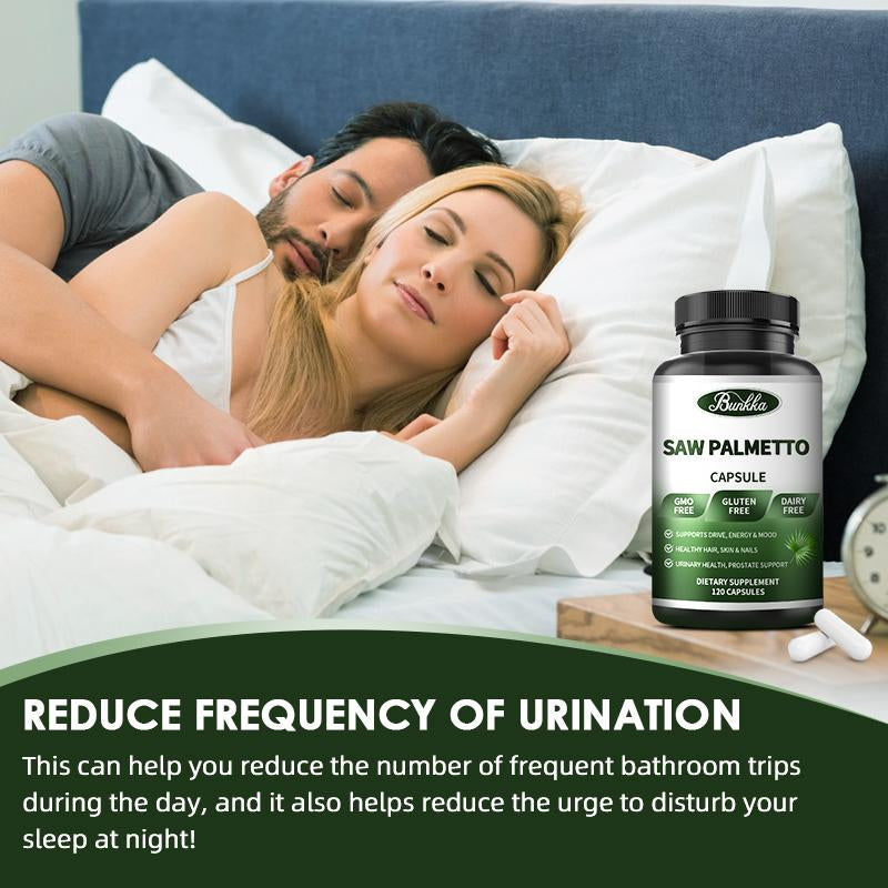 Bunkka Saw Palmetto Capsules Fatigue Relief Sleep Quality Urinary and Prostate Health Skin Beauty Hair Repair Hormone Balance