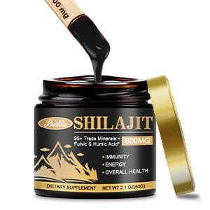 Pure Himalayan Shilajit Organic Resin - 600mg High Purity Supplement with 85+ Trace Minerals & Fulvic Acid for Energy & Immune Support