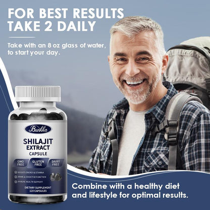 BUNKKA Shilajit Pure Himalayan Capsules with Fulvic Acid For Energy Boost Immune Health Support Performance for Men And Women