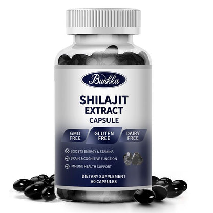 BUNKKA Shilajit Pure Himalayan Capsules with Fulvic Acid For Energy Boost Immune Health Support Performance for Men And Women