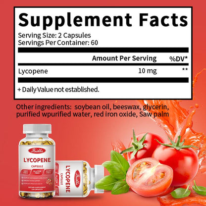BUNKKA Lycopene 10mg Capsules for Prostate and Heart Health Support Antioxidant Skin Health