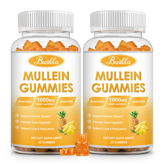 (2 Pack) Mullein Gummies for Lung Cleanse, Chewable Mullein Supplement Support Respiratory, Mullein Gummies with Quercetin & Bromelain for Lung, Digestive Health & Immune, Vegan, 120 Ct