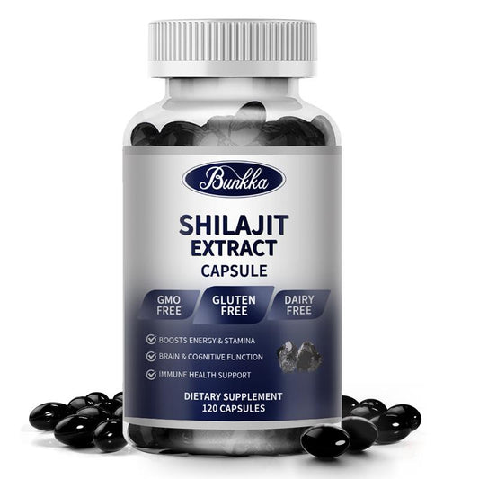 BUNKKA Shilajit Pure Himalayan Capsules with Fulvic Acid For Energy Boost Immune Health Support Performance for Men And Women