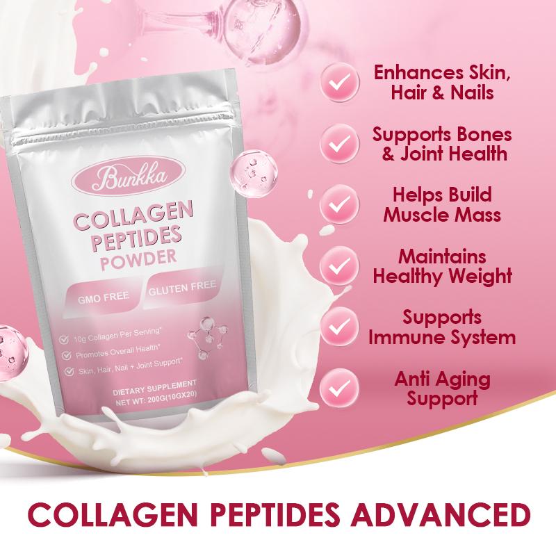 BUNKKA Multi Collagen Protein Powder With Vitamin C For Nails Bones & Joints Support Healthy Skin And Hair