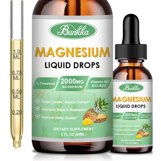 Magnesium Glycinate Supplement, Magnesium Liquid Drops with 500mg Magnesium Glycinate, Magnesium Citrate, VitaminD,B - 30 Day Supply