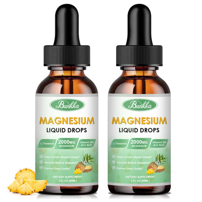 Magnesium Glycinate Supplement, Magnesium Liquid Drops with 500mg Magnesium Glycinate, Magnesium Citrate, VitaminD,B - 30 Day Supply