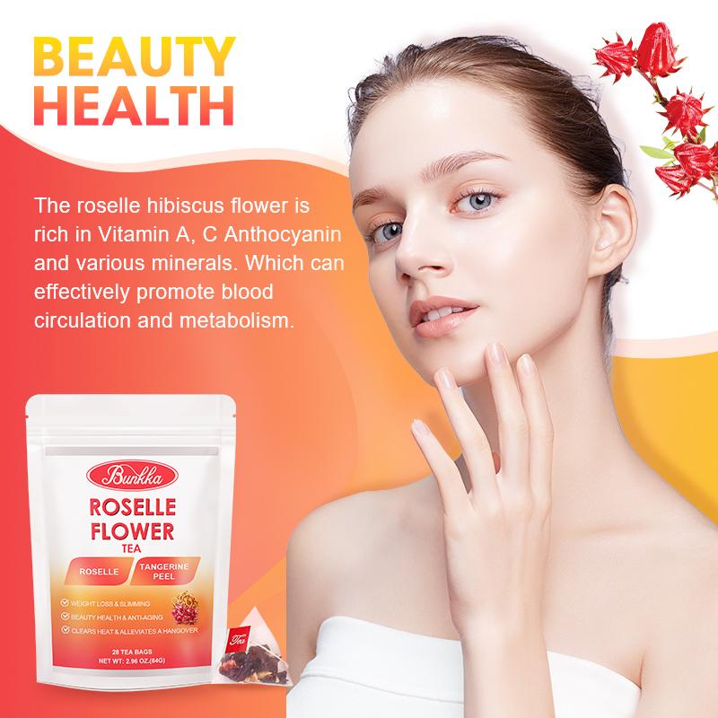 BUNKKA 100% Natural Organic Roselle Tangerine Peel Flowers Tea Anti-oxidation Promote Digestion Metabolism Weight Management Products