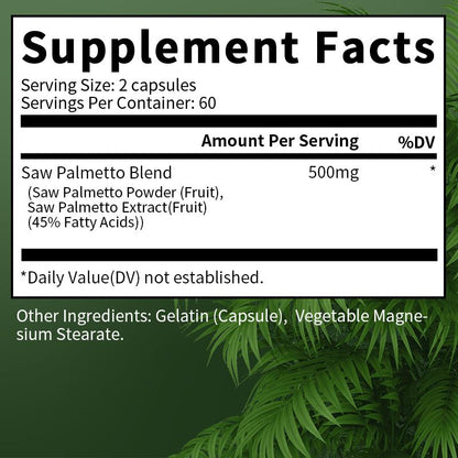 Bunkka Saw Palmetto Capsules Fatigue Relief Sleep Quality Urinary and Prostate Health Skin Beauty Hair Repair Hormone Balance