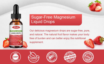 2 Packs Magnesium Glycinate Liquid Drops-Strawberry Flavor