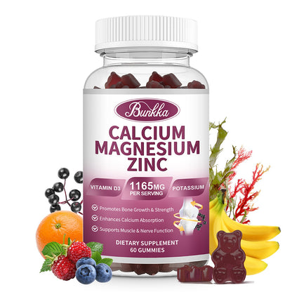 Bunkka Calcium Magnesium Zinc Vitamin D3 Gummies Dietary Supplement