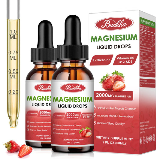 2 Packs Magnesium Glycinate Liquid Drops-Strawberry Flavor