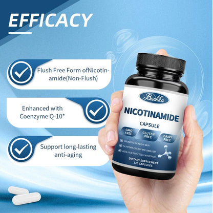 BUNKKA Nicotinamide 500mg Vitamin B3 Supplement for Skin Brightening Anti-Aging Energy Focus Support Fine Line Smoothing