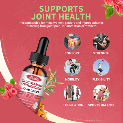 Glucosamine Chondroitin MSM Liquid Drops-w/ Turmeric Boswellia Quercetin Bromelain-Vegan, Antioxidant Support for Back,Knee,Hands-Joint Support Supplement Supports Healthy Joints, Mobility & Cartilage