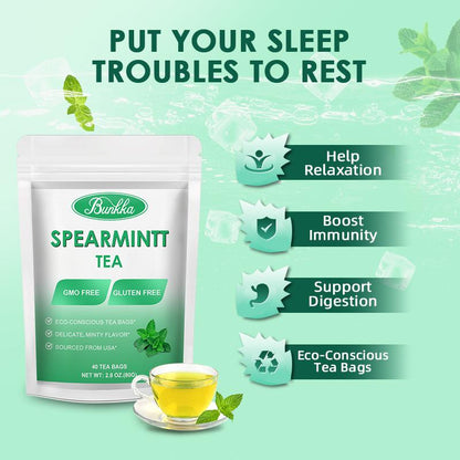 Bunkka Spearmint Tea Naturally Caffeine Free Aromatic Light and Minty Support to Improve in Digestion and Bloating Hormonal balance Tea Bag