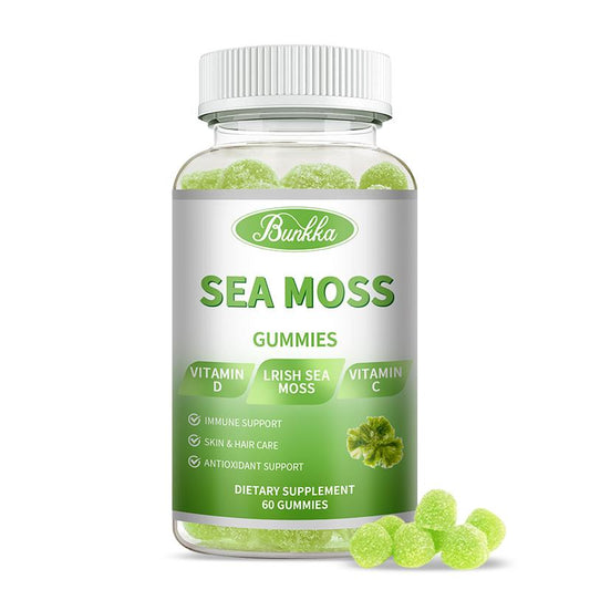 Bunkka Sea Moss 1200mg with Vitamin C & D3 Organic Irish Sea Moss  Skin and Hair Care Antioxidant Support Immunity Overall Health